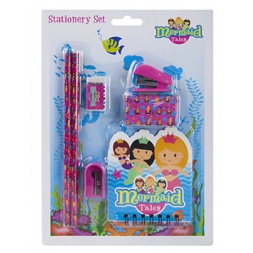 Stationery Set, 100 Staples, Eraser , Sharpener, 2 Pencils,18 Sheet Note Book