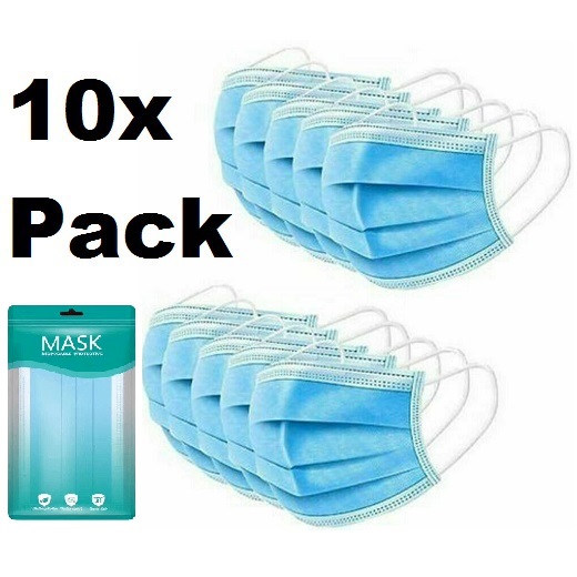 10 Pack Face Mask Lightblue
