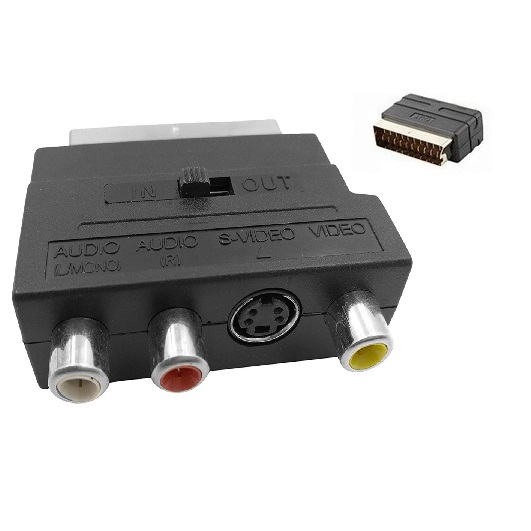 Scart To 3 Rca Composite S Video Connector Adapter 