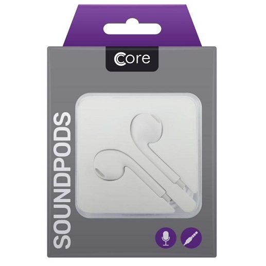 Earphones Soundpods With Microphone White, Core 