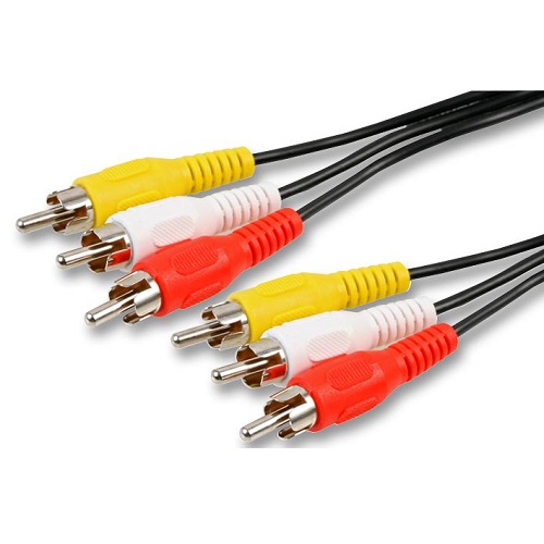 Cable Phono Rca Cable 3x Male To 3x Phono Male Lead, 2 Meter Black 