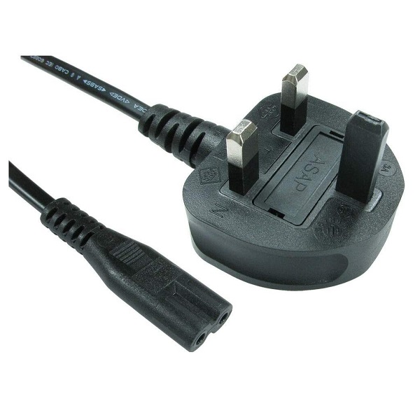Power Cable Ac Figure 8, C7 Mains Power Cord Lead Uk Plug 