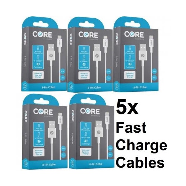 Cable Fast Charging 5x White 1 Meter Cables Usb To Lightning Core Cables 