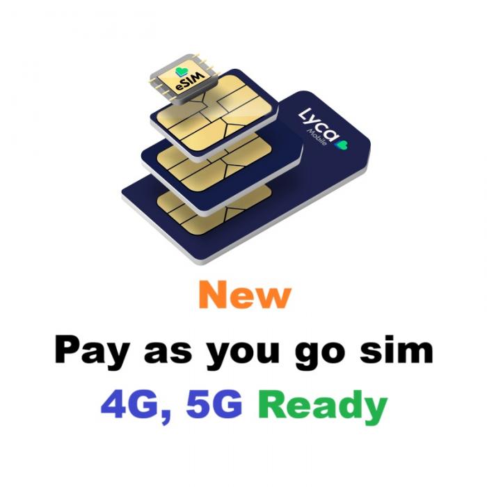 Unlimited Data Minutes Text New Pay As You Go Sim Esim Lycamobile Ready To Use Preloaded 