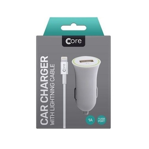 Charger Core Lightning 8pin Cable And In Car Adapter 1a For Iphone 5, 5s, 5c 