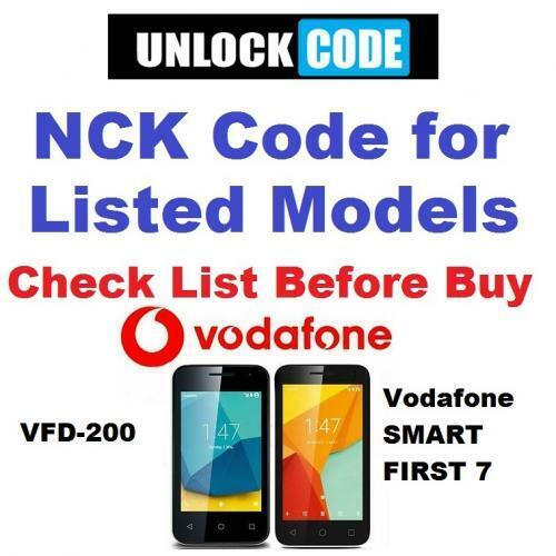 Unlock Code For Vodafone Smart First 7, VFD-200, F320, Vodafone 1230 ZTE 811