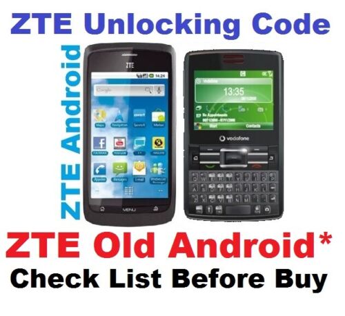Unlock Code For Old ZTE Blade, X850, Bluebelt, P729B,E811, Racer, Mercury